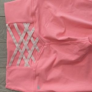 Neon pinkish orange power hold fabletics